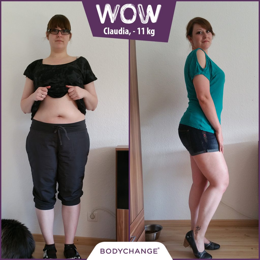 Claudia zeigt ihren Bauch bevor sie mit BodyChange abgenommen hat